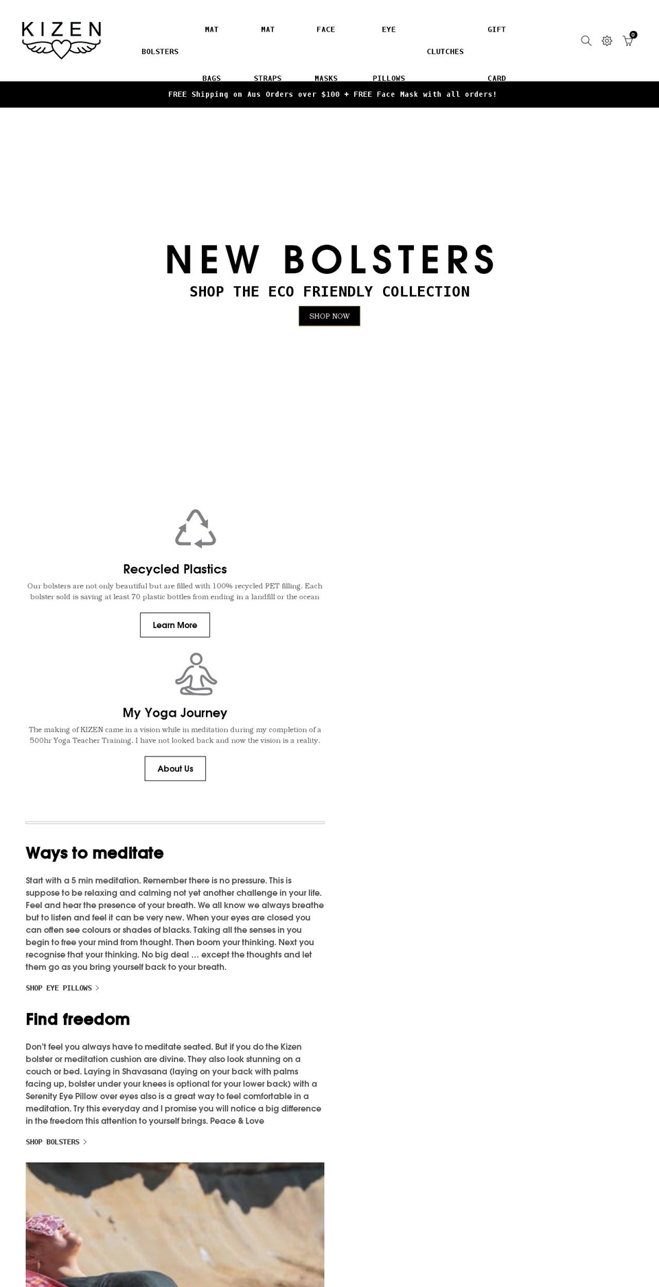 kizen.yoga shopify website screenshot