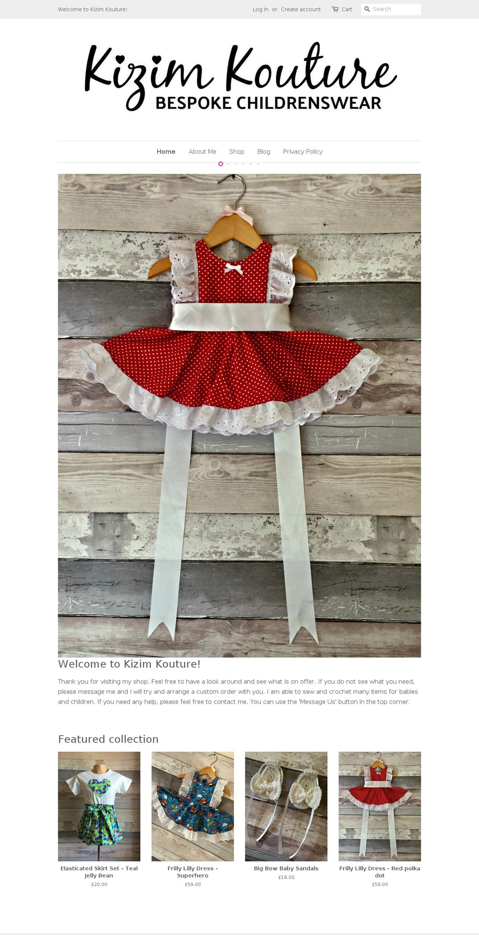 kizimkouture.com — Shopify storefront screenshot