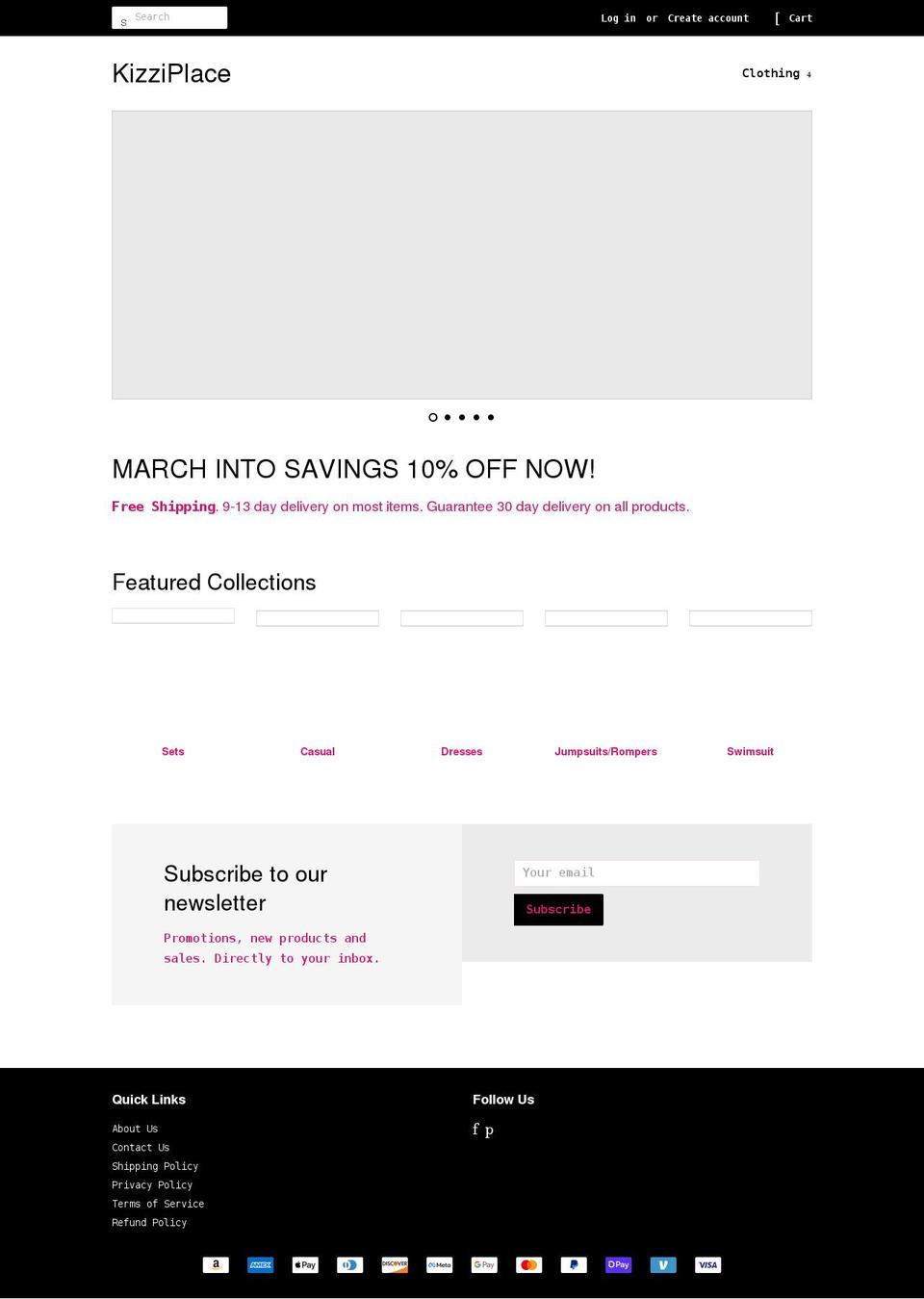 kizziplace.com shopify website screenshot