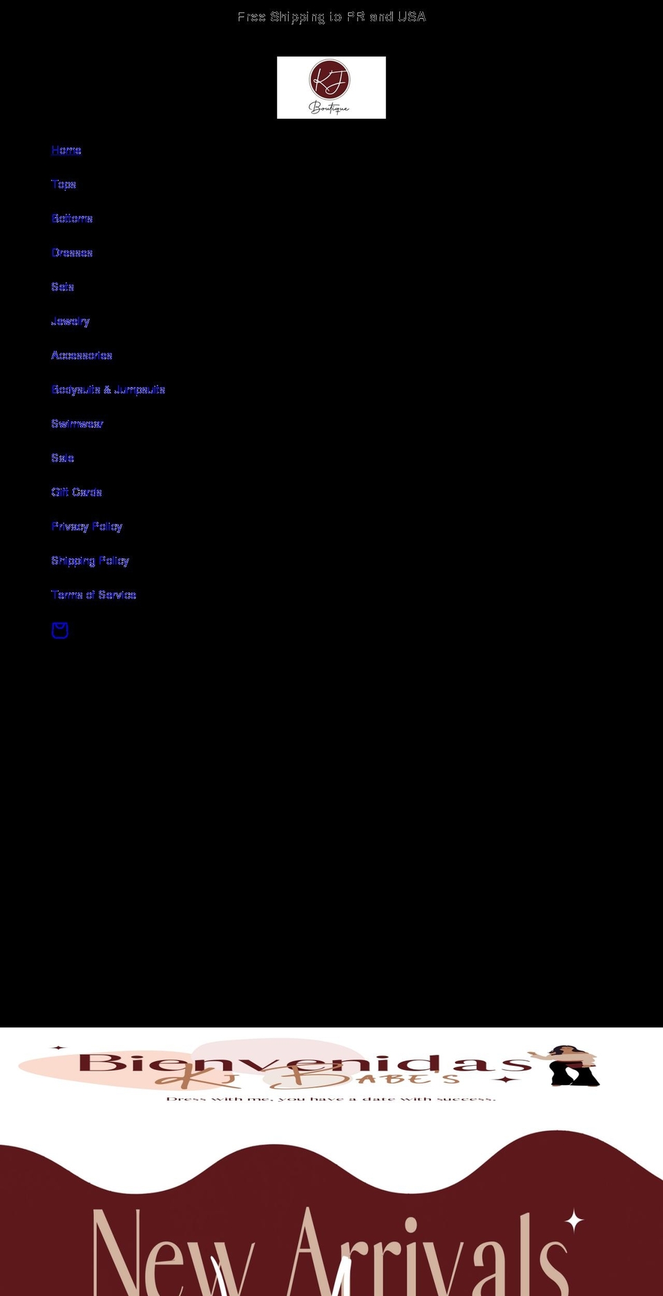 kjboutiquepr.com shopify website screenshot