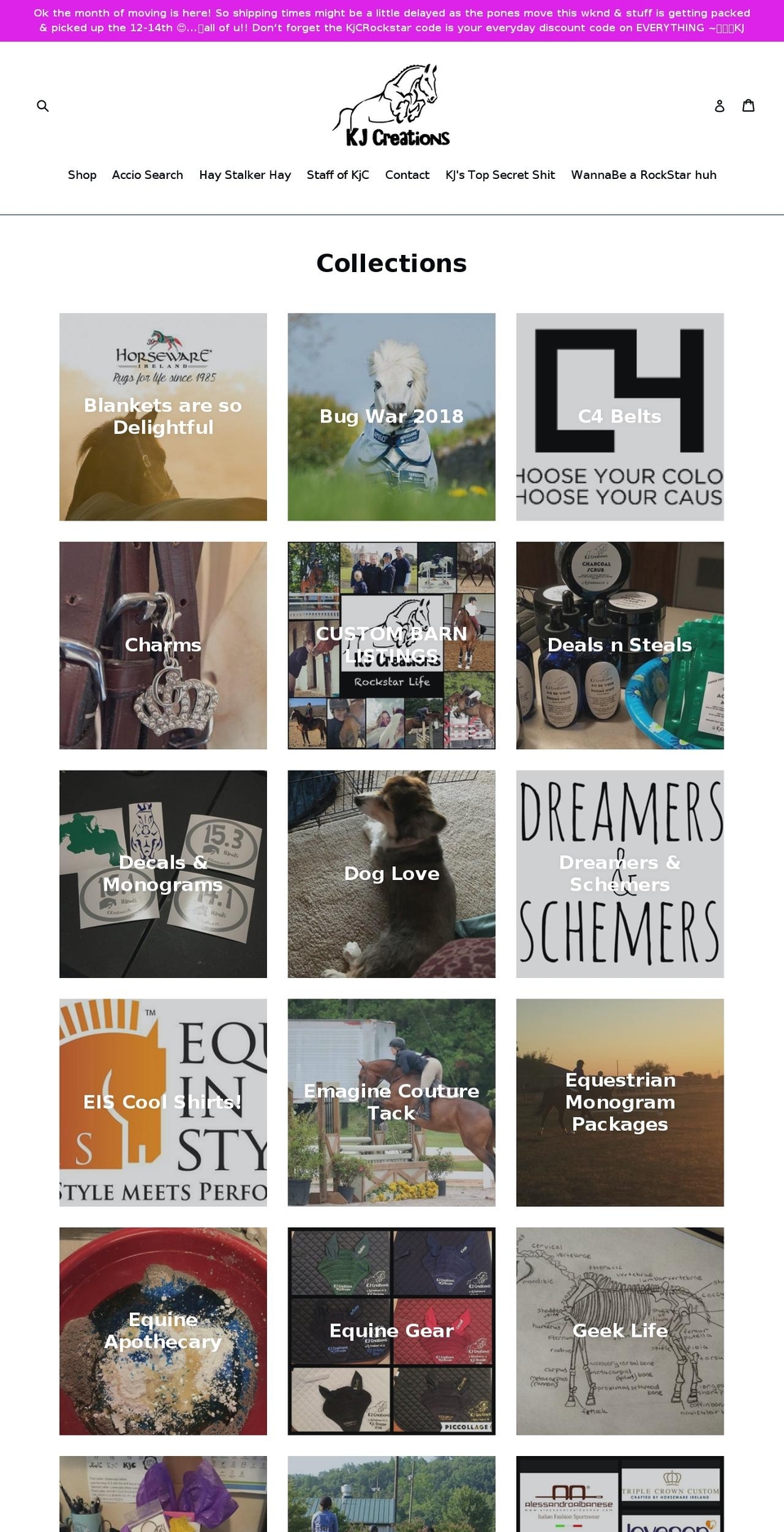 kjcreations.org shopify website screenshot