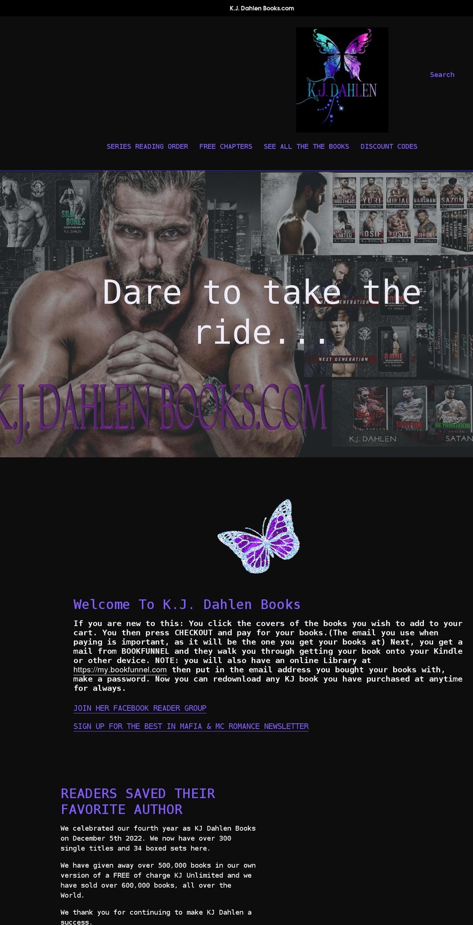 kjdahlenbooks.com shopify website screenshot