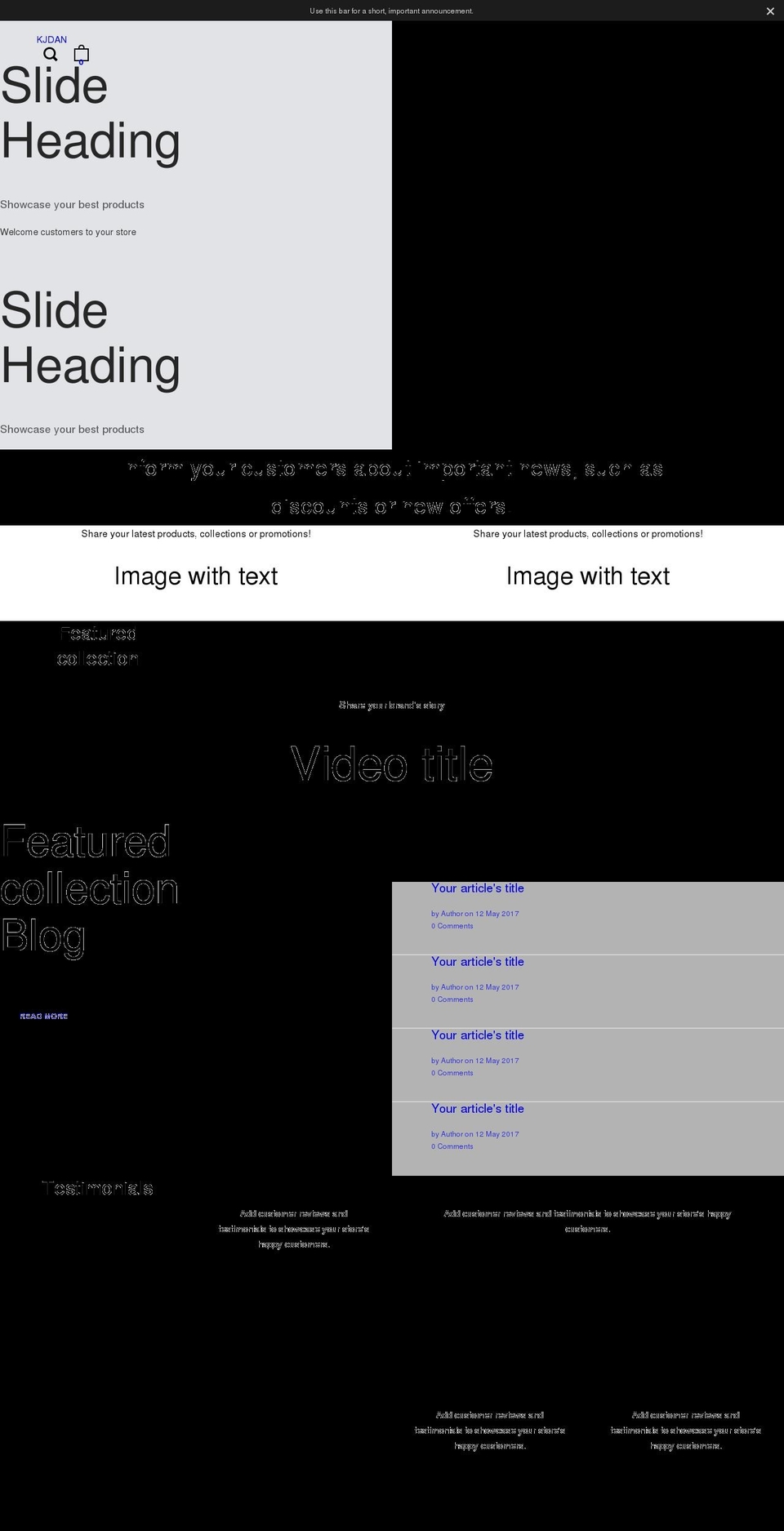 kjdan.com shopify website screenshot