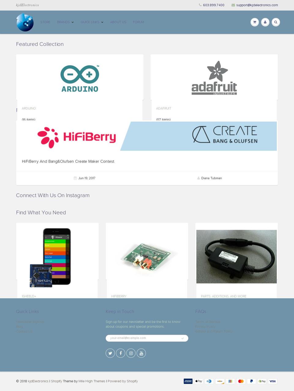 kjdelectronics.com shopify website screenshot