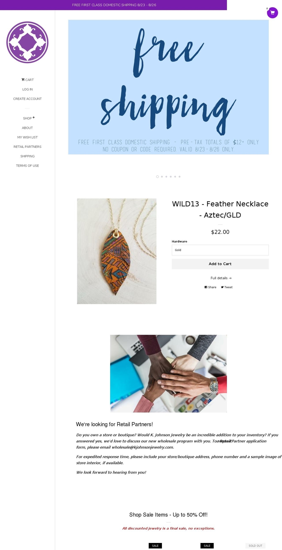 kjohnsonjewelry.com — Shopify storefront screenshot