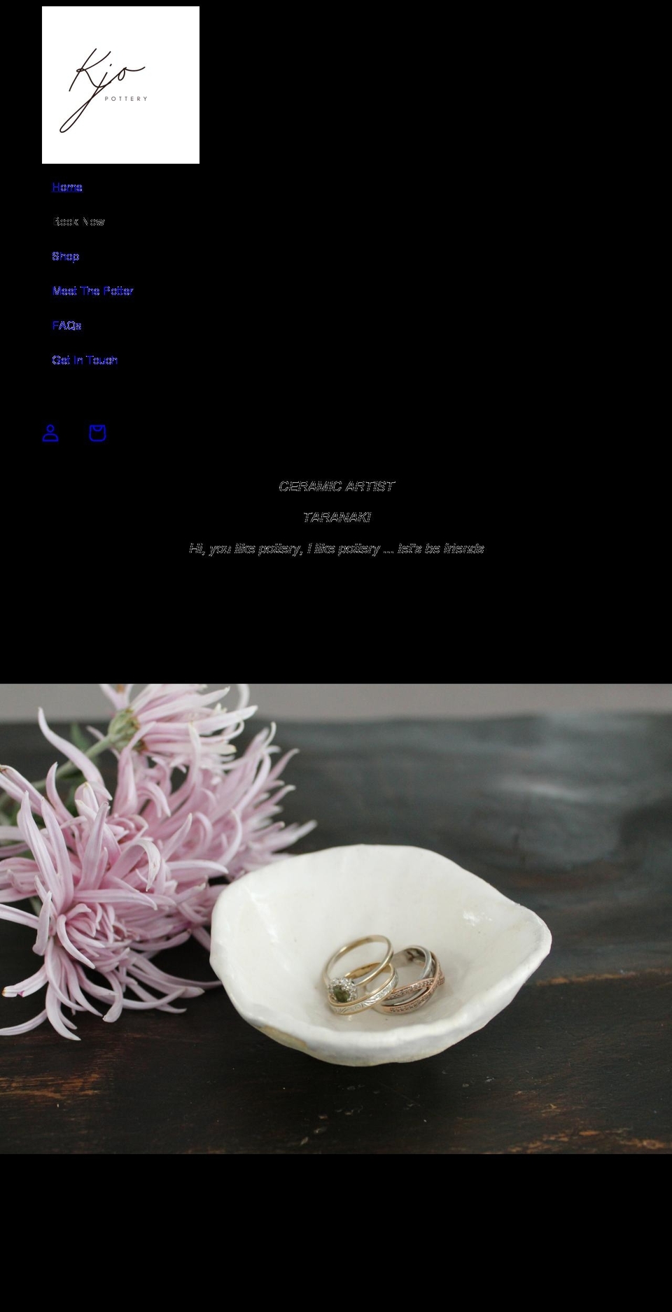 kjopottery.co.nz shopify website screenshot