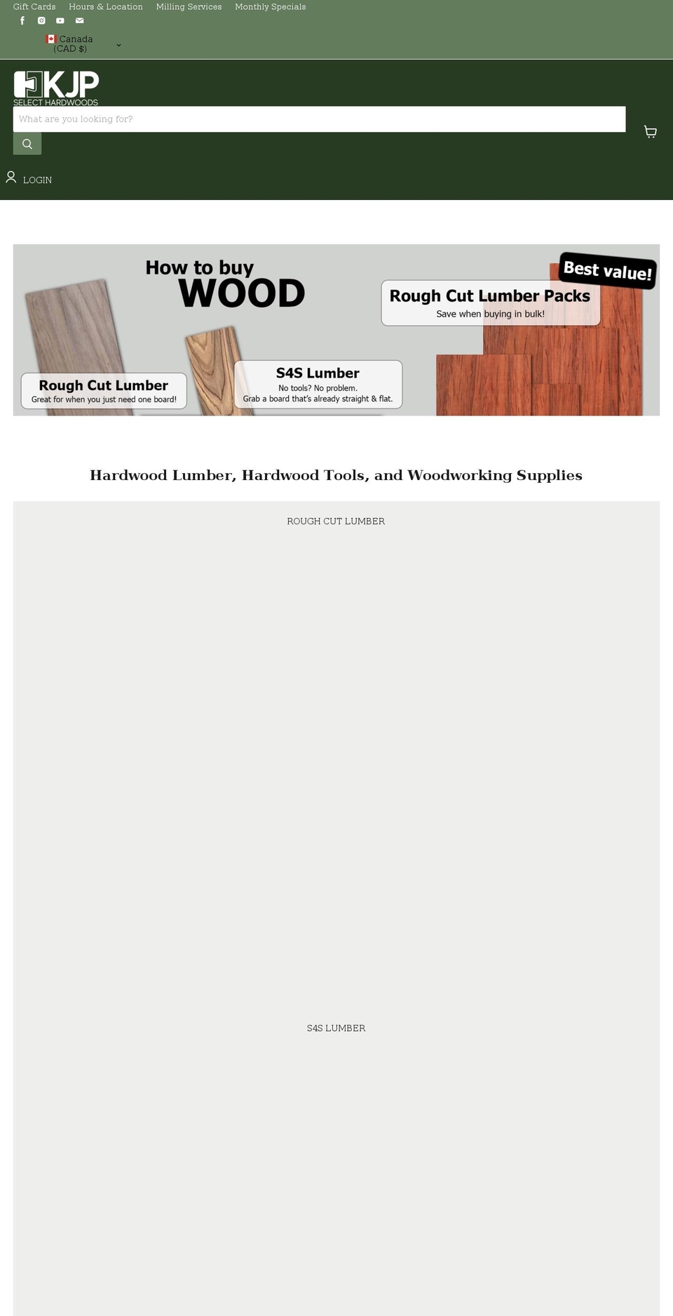 kjpwoodproducts.com shopify website screenshot