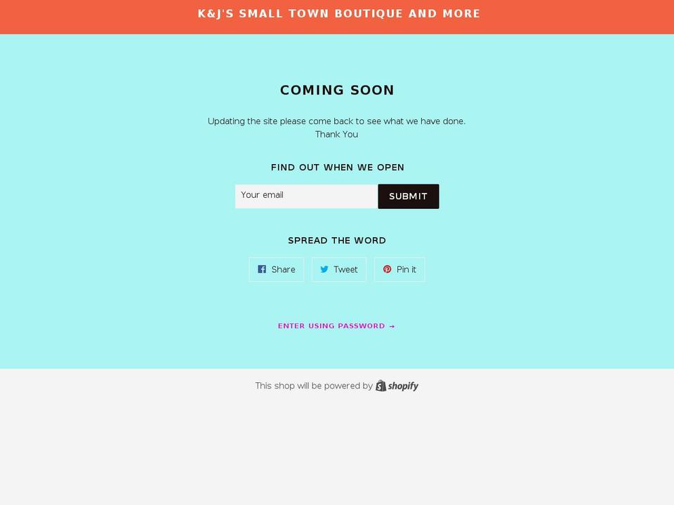 kjsmalltownboutique.com — Shopify storefront screenshot