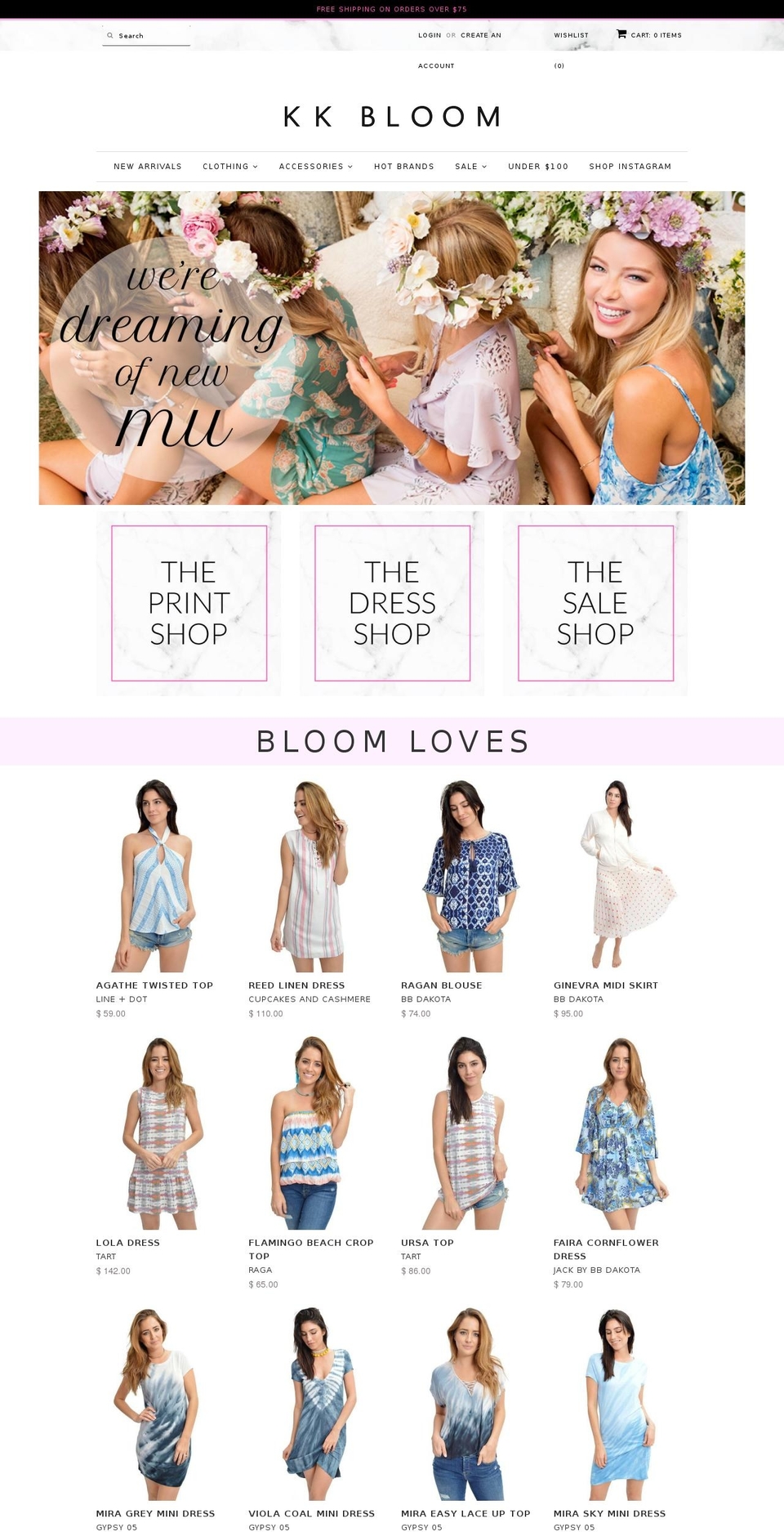 kkbloomboutique.com shopify website screenshot