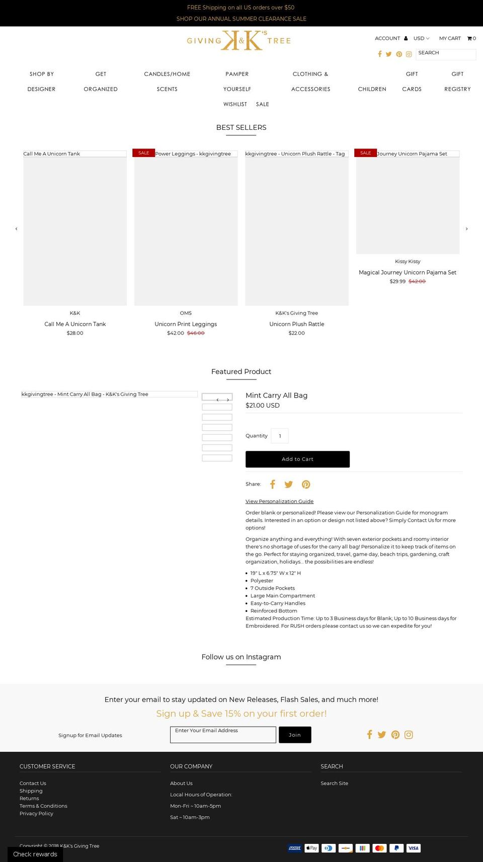 kkgivingtree.com — Shopify storefront screenshot