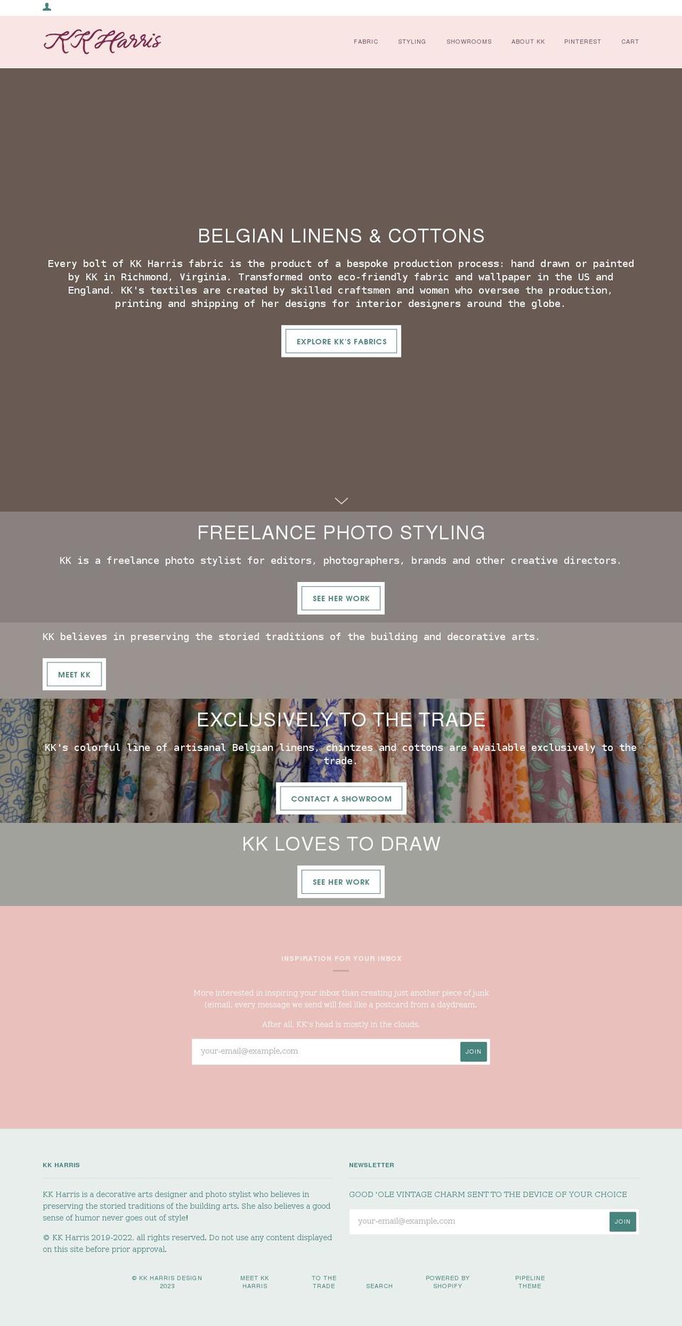 kkharrisdesign.com shopify website screenshot