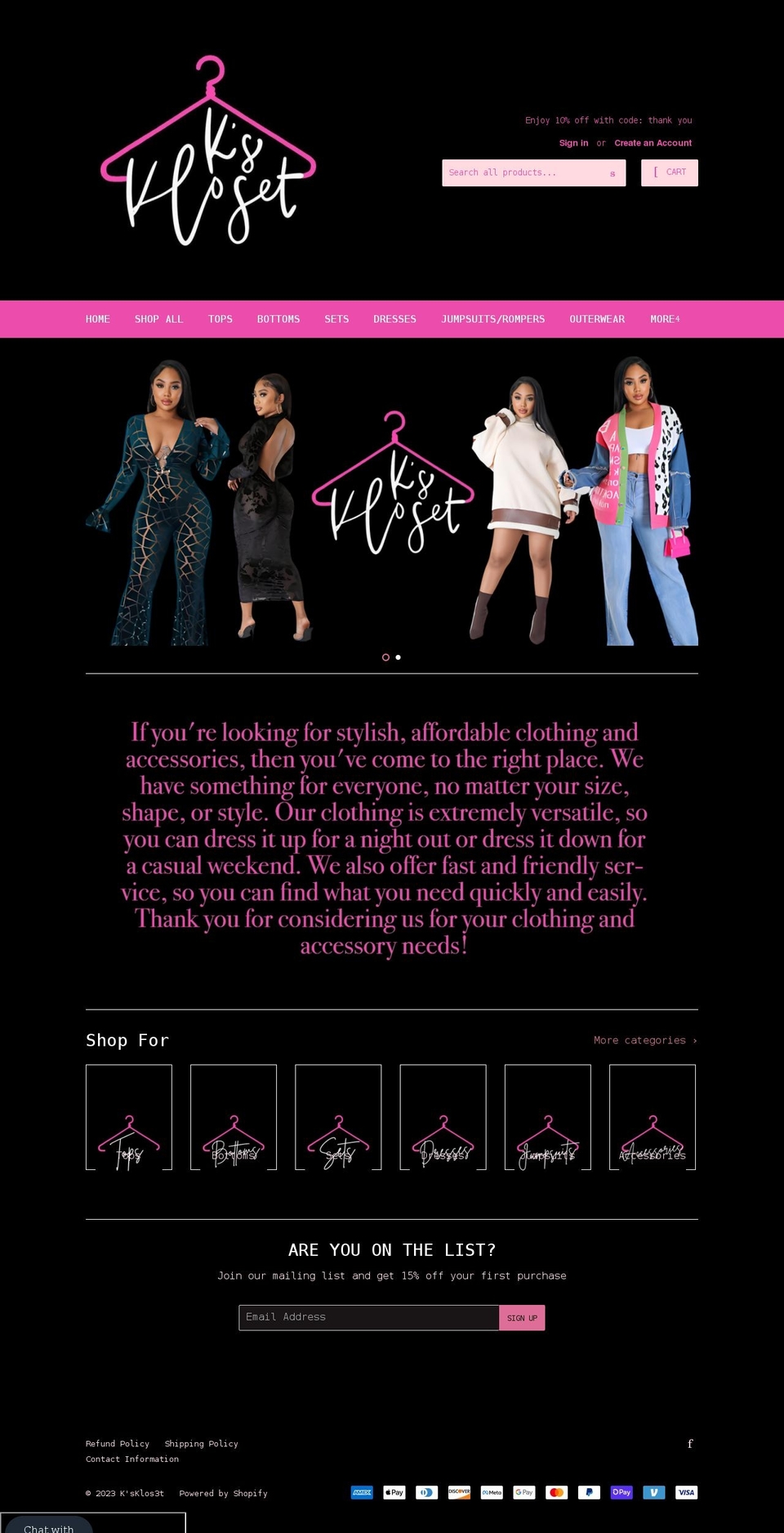 kkloset.net shopify website screenshot