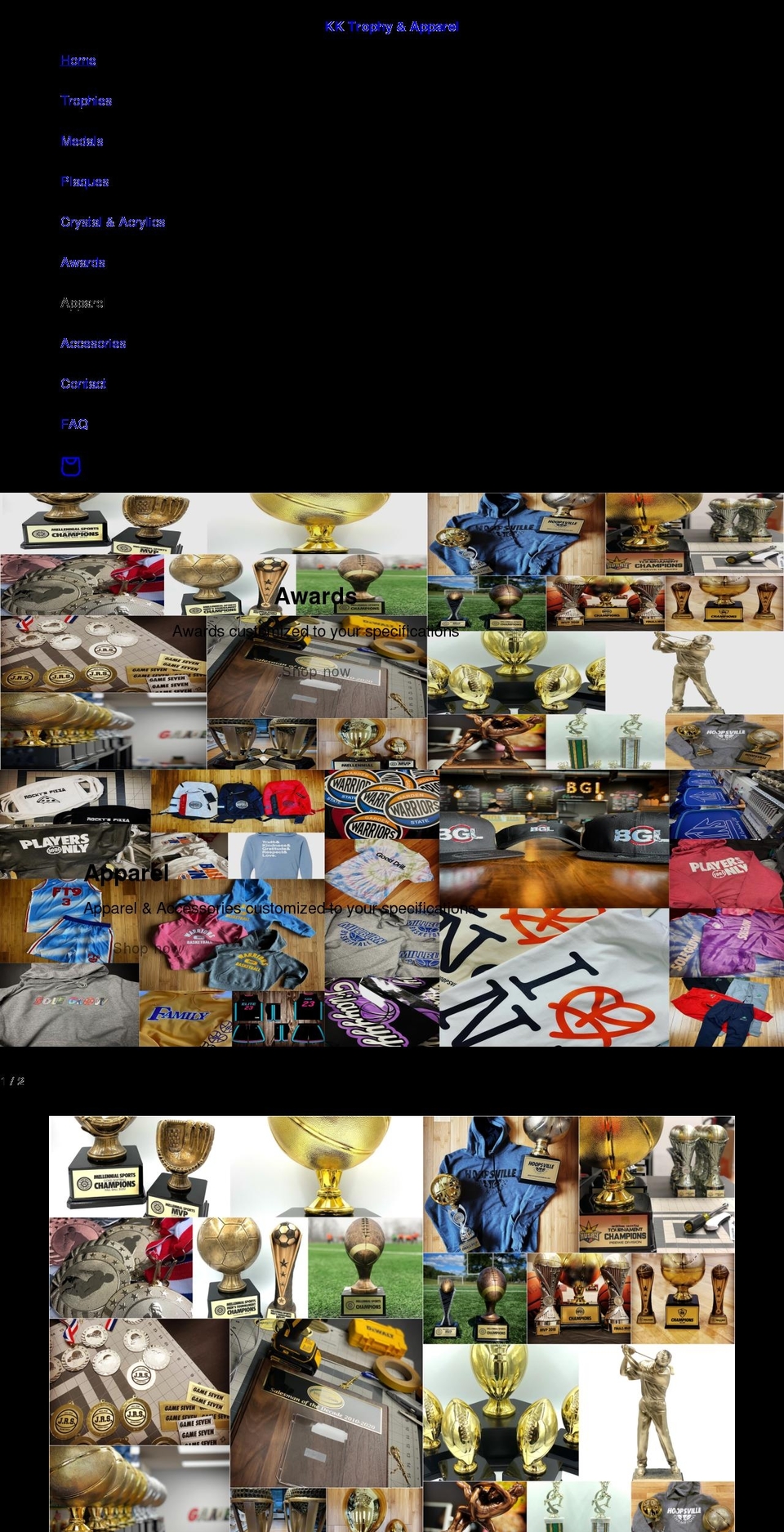 kktrophy.com shopify website screenshot