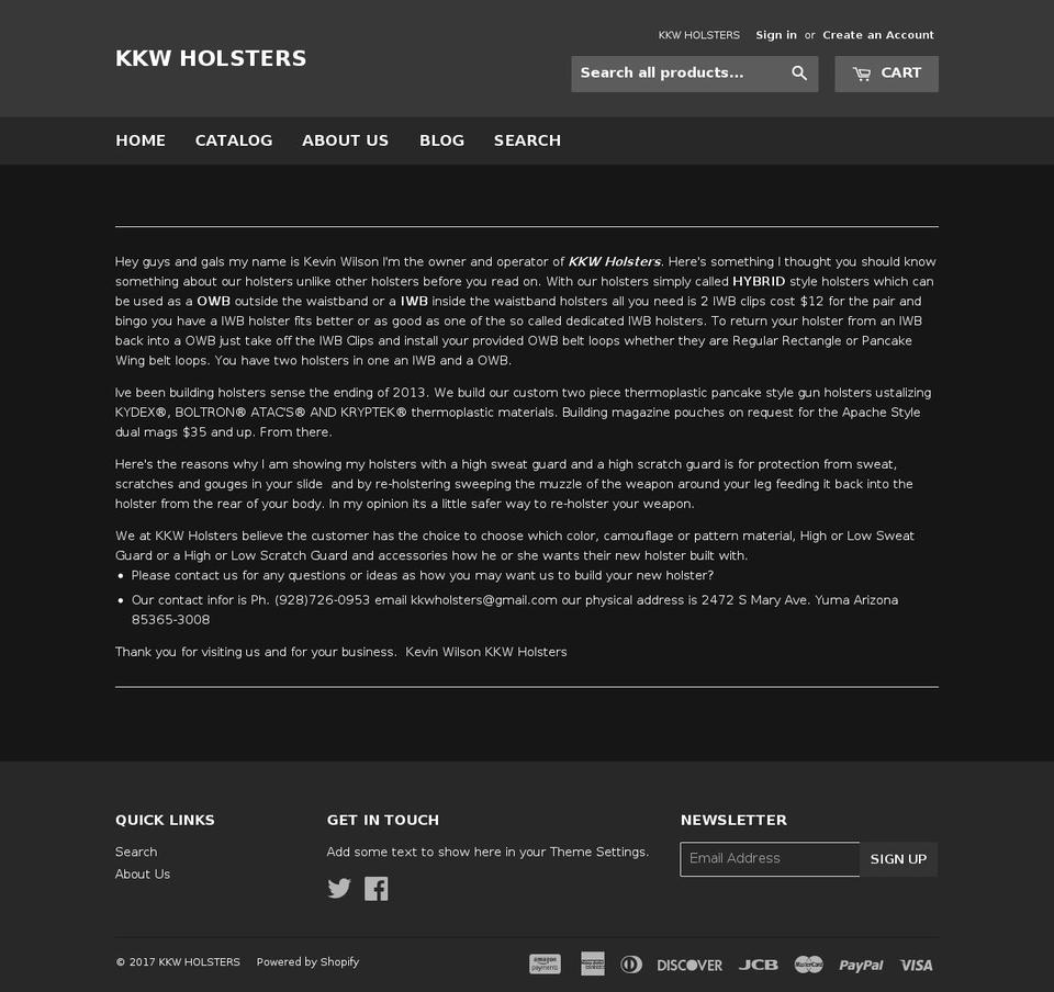 kkwholsters.com shopify website screenshot