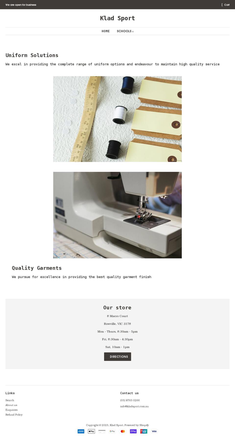 kladsport.com.au shopify website screenshot