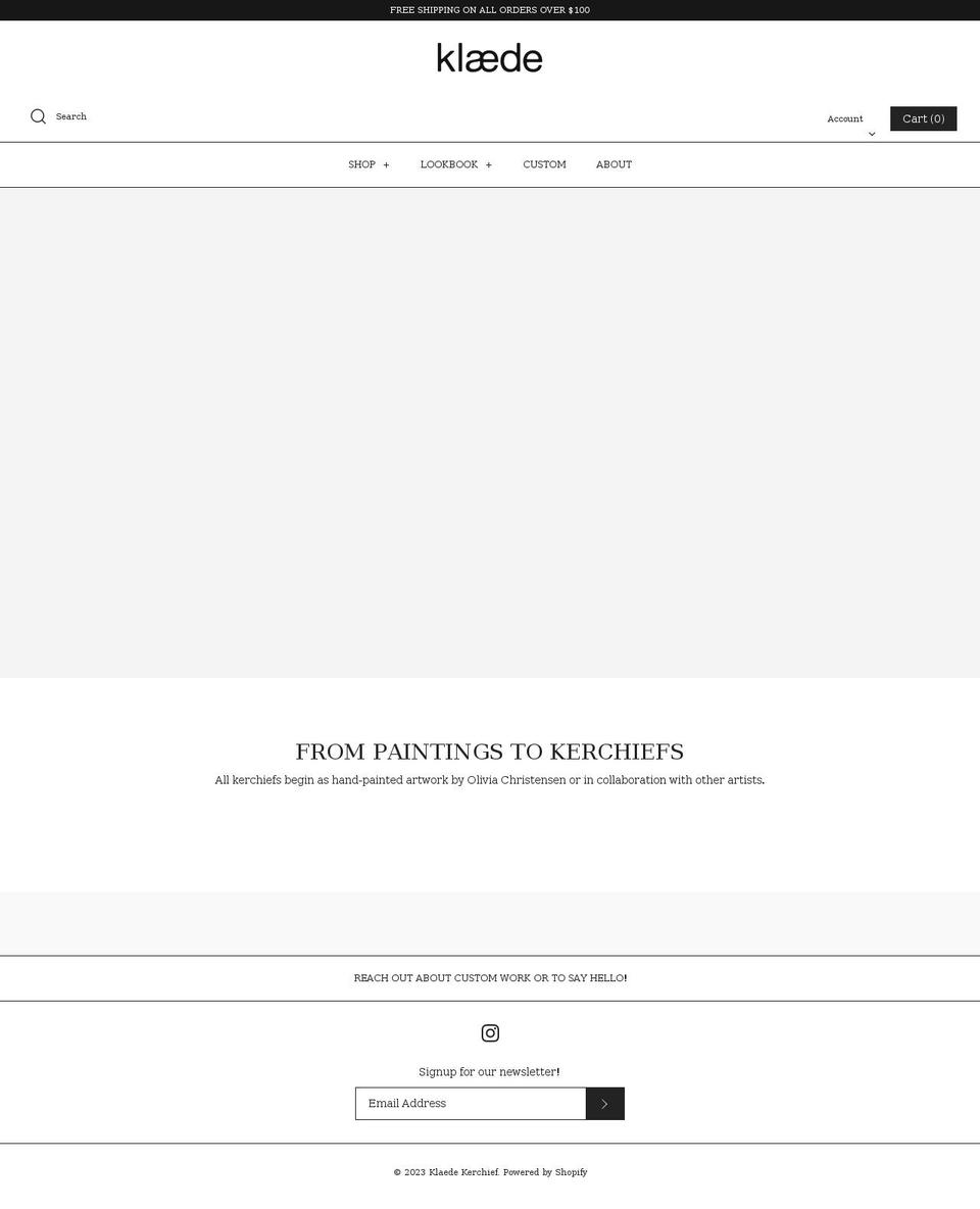 klaedekerchief.com shopify website screenshot