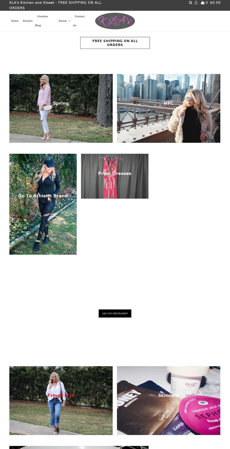 klakitchenandkloset.com — Shopify storefront screenshot