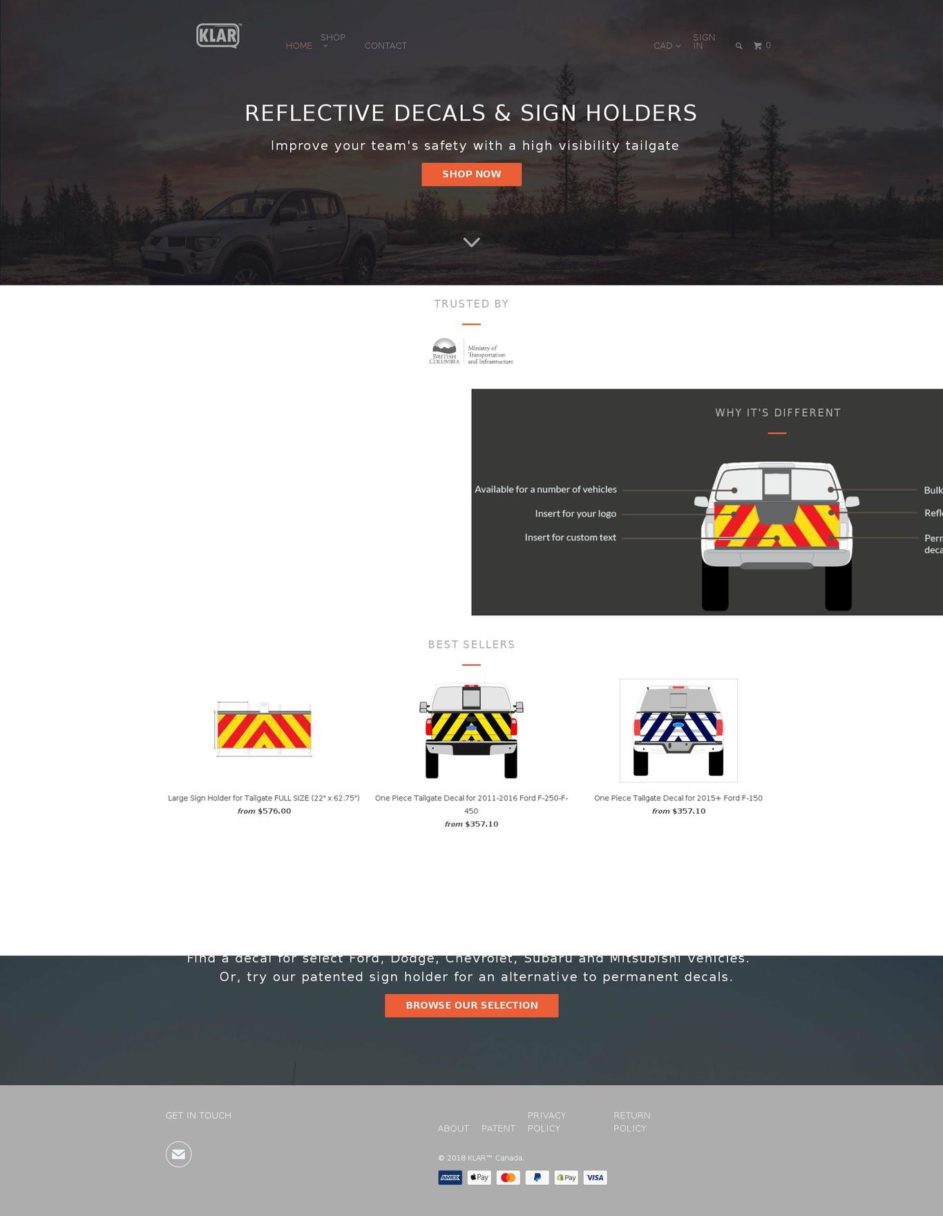 Copy of Parallax Shopify theme site example klarcanada.ca