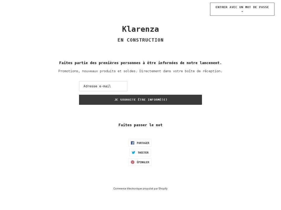 klarenza.myshopify.com shopify website screenshot