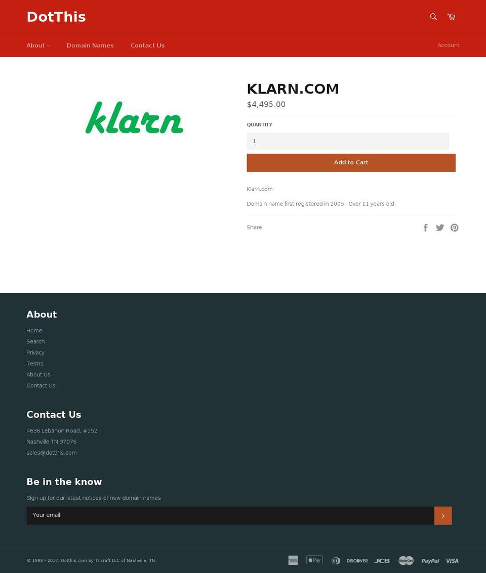 klarn.com shopify website screenshot