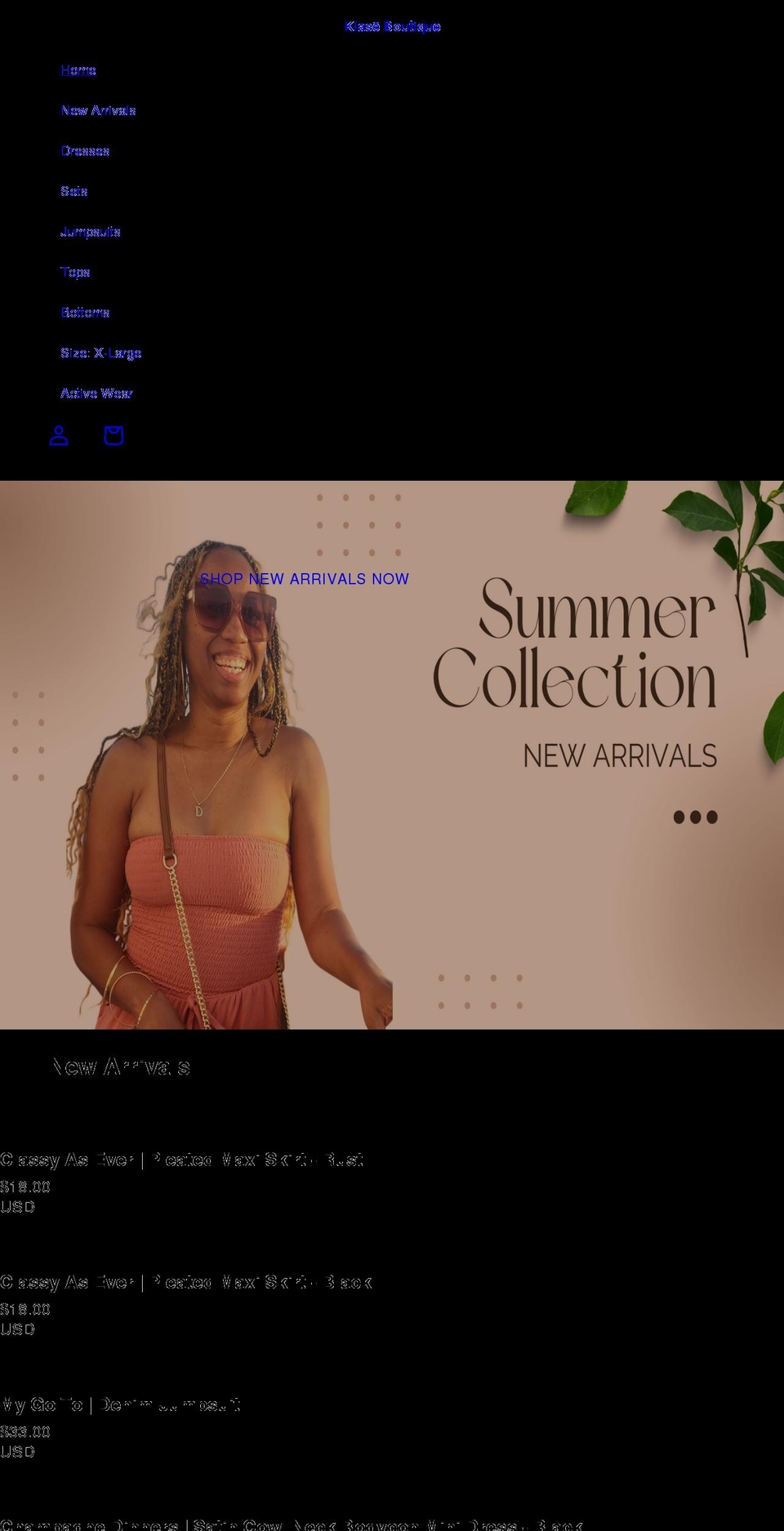 klaseboutique.com shopify website screenshot