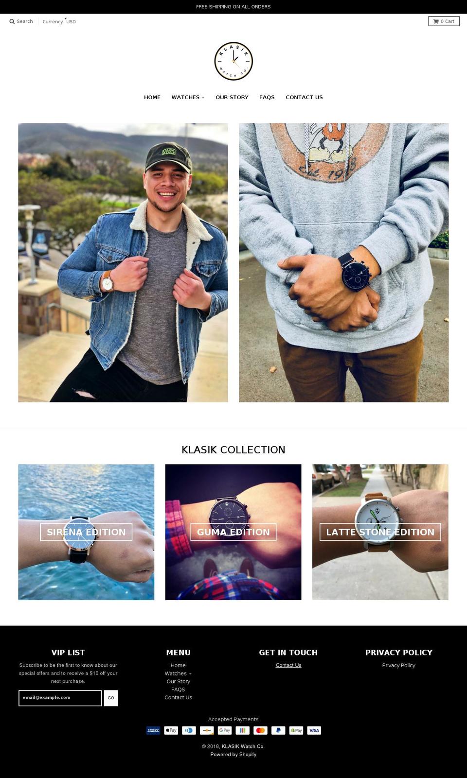 klasikwatchco.com shopify website screenshot