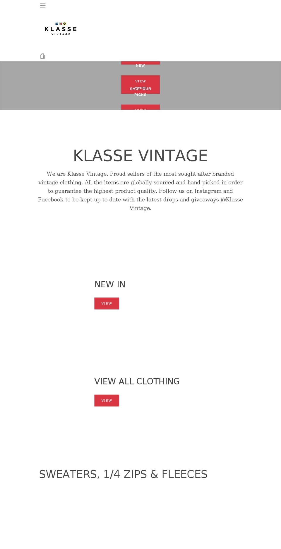 klassevintage.co.uk shopify website screenshot