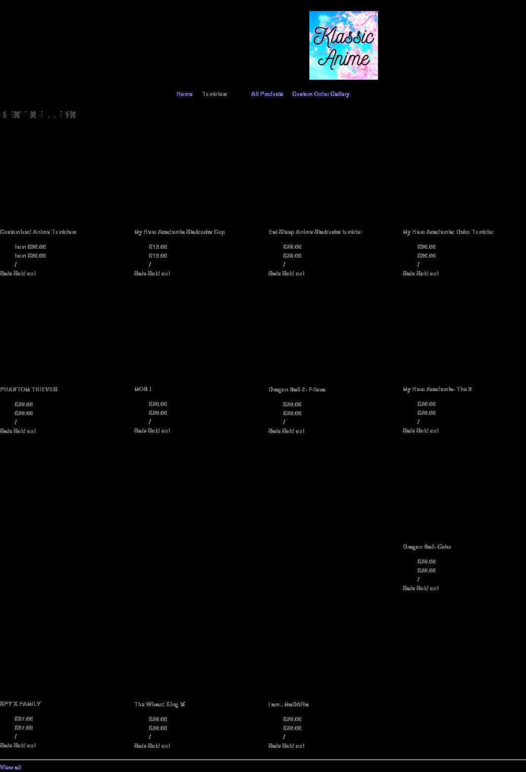 klassicanime.com shopify website screenshot