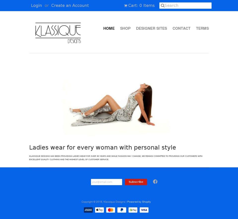 klassiquedesigns.net shopify website screenshot