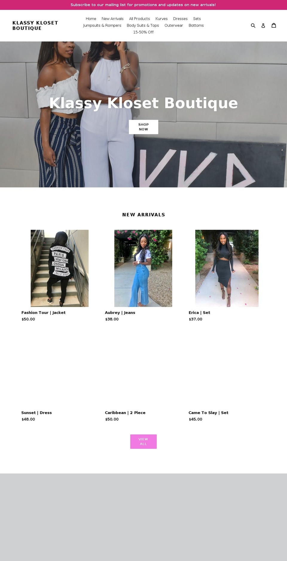 klassyklosetboutique.com shopify website screenshot