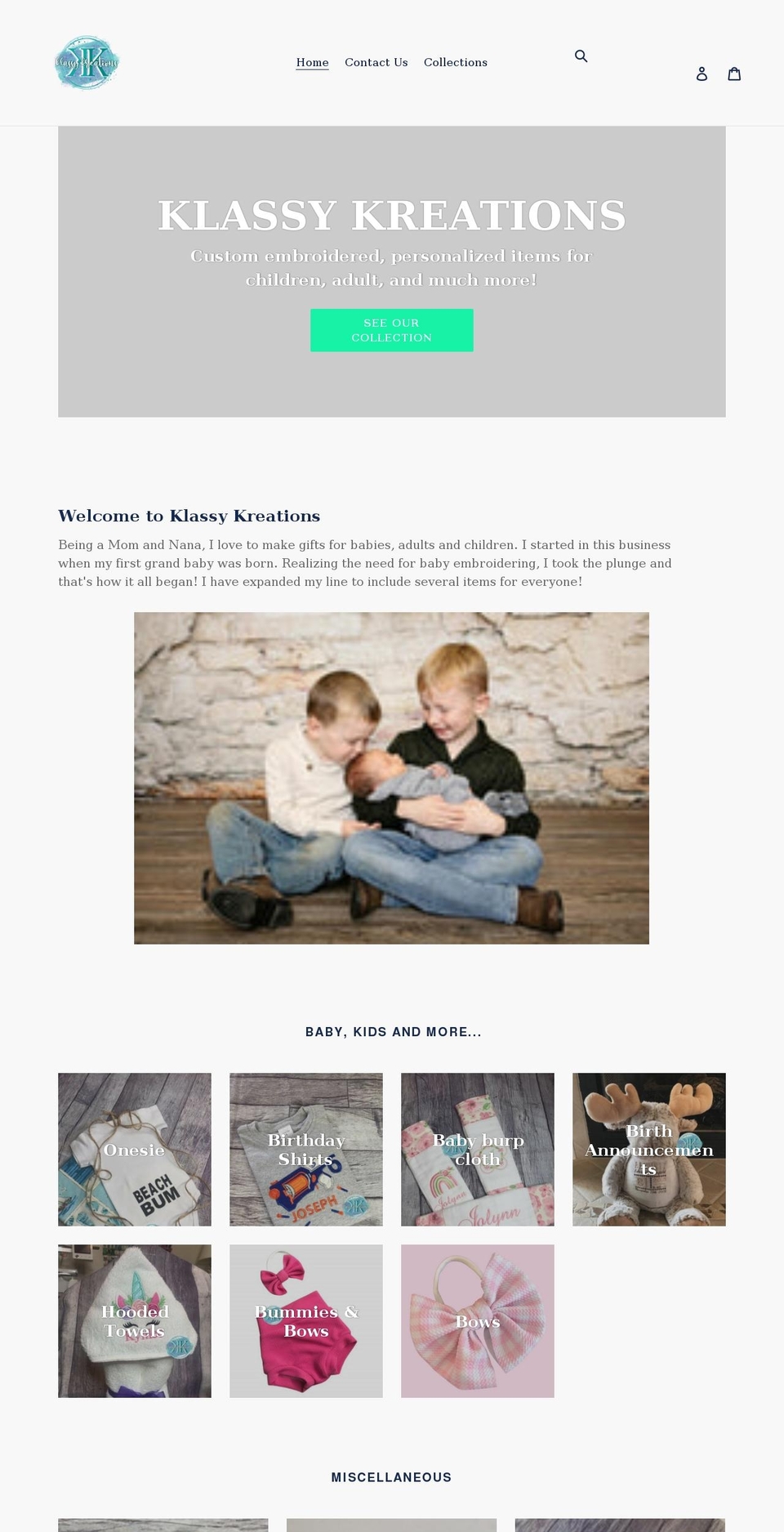 klassykreationsfl.com shopify website screenshot