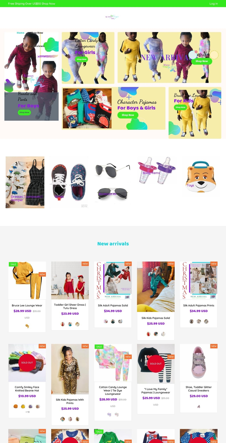 Chutti Shopify theme site example klassytingzforkids.com