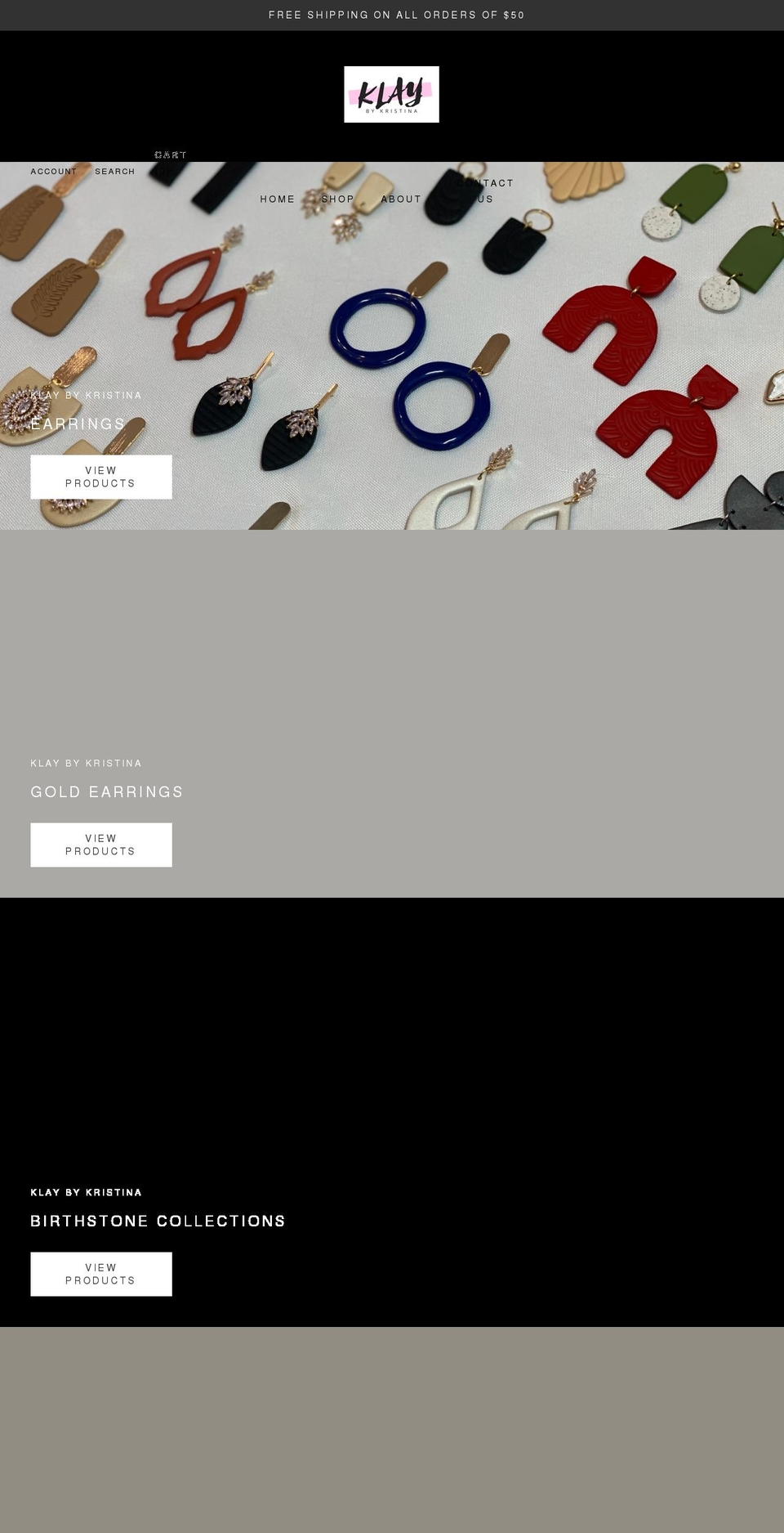 klaybykristina.com shopify website screenshot