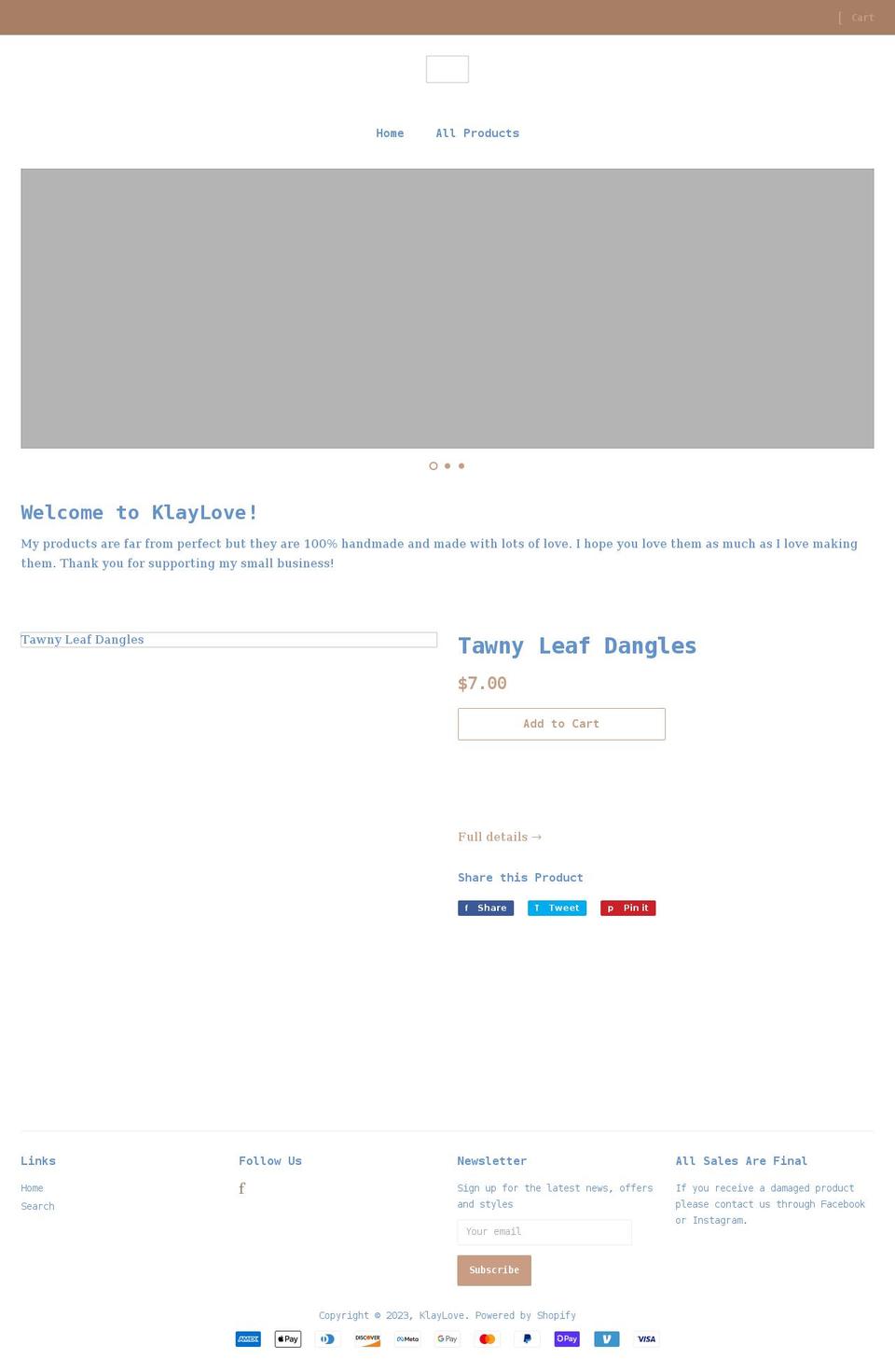 klaylove.com shopify website screenshot