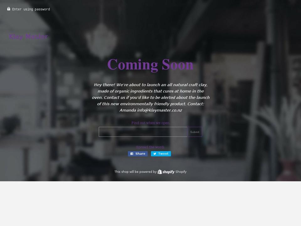 klaymaster.co.nz shopify website screenshot