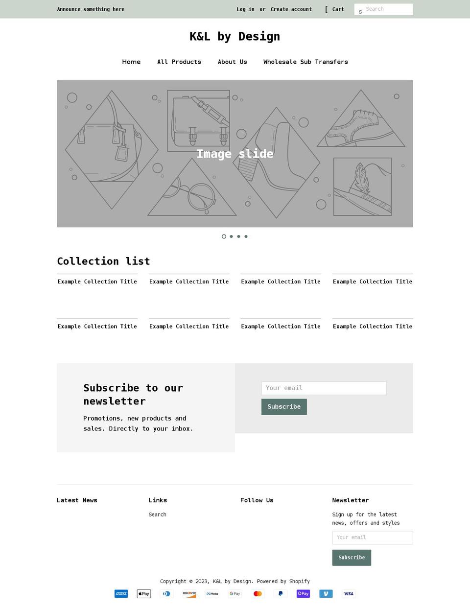 klbydesign.com shopify website screenshot