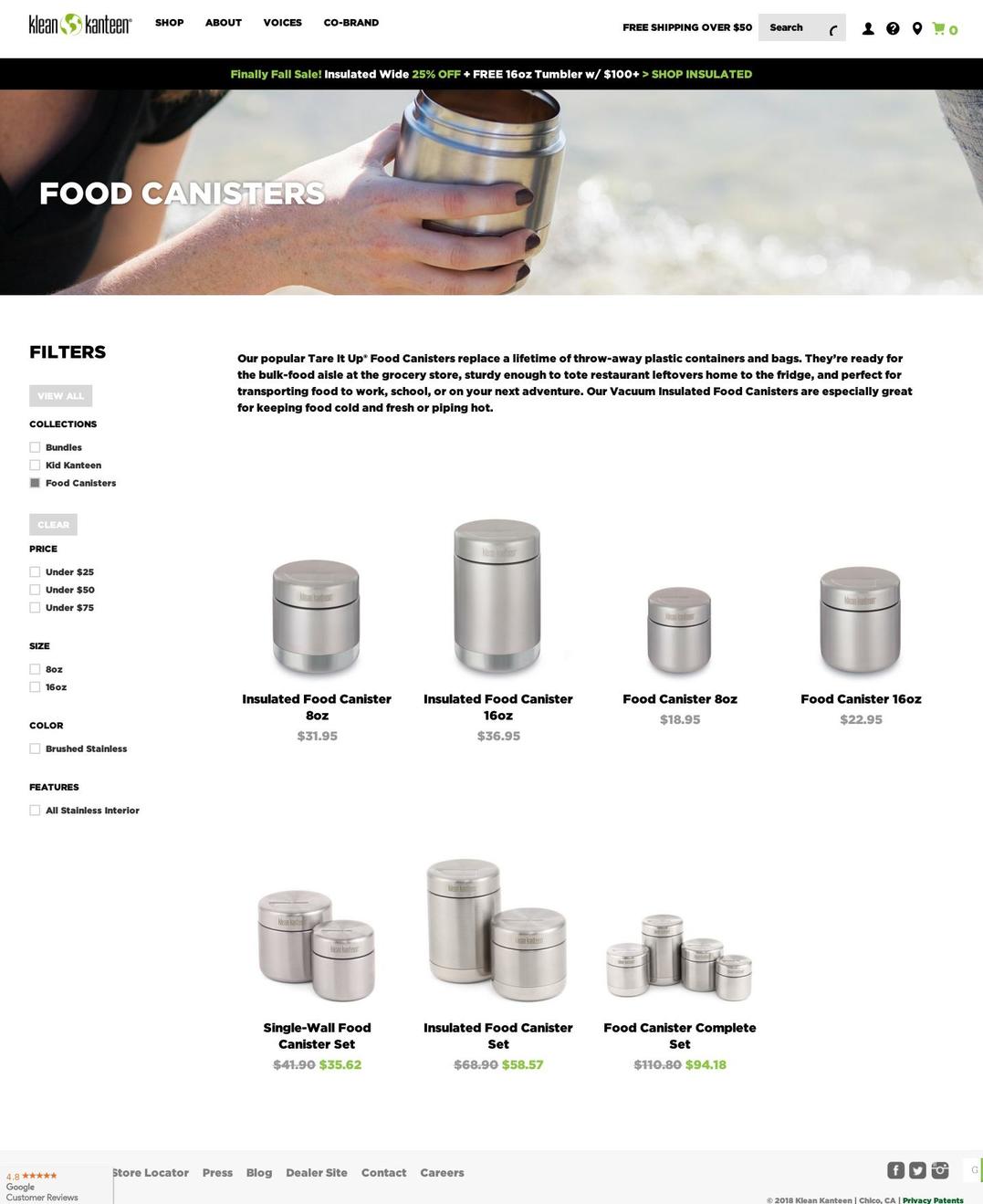 Klean Kanteen Shopify theme site example kleankanister.com