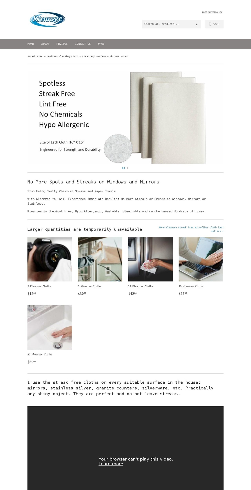 kleanzee.com shopify website screenshot