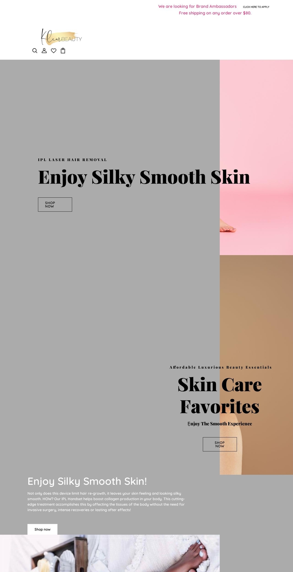 klearbeauty.com shopify website screenshot