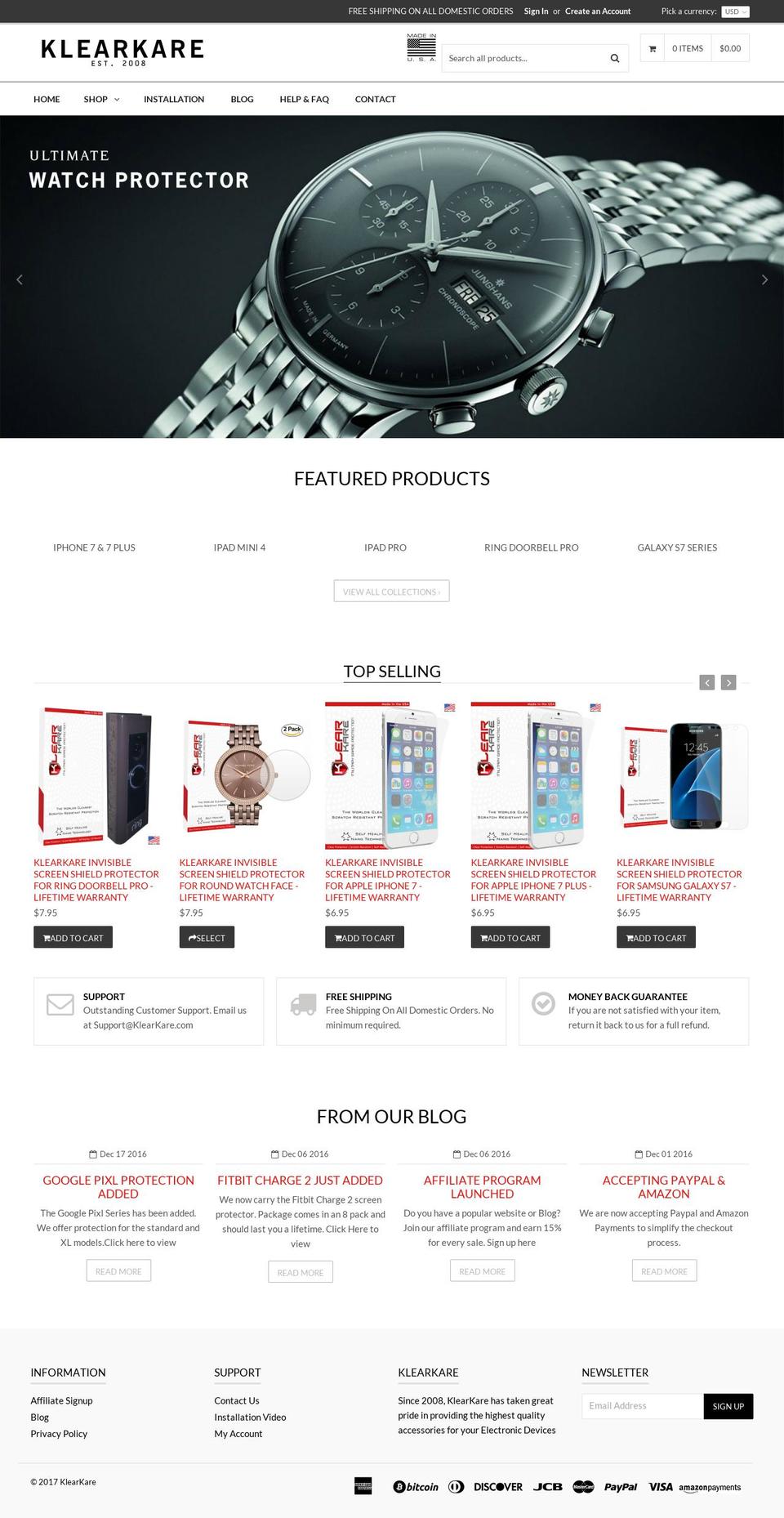 qrack Shopify theme site example klearkare.com