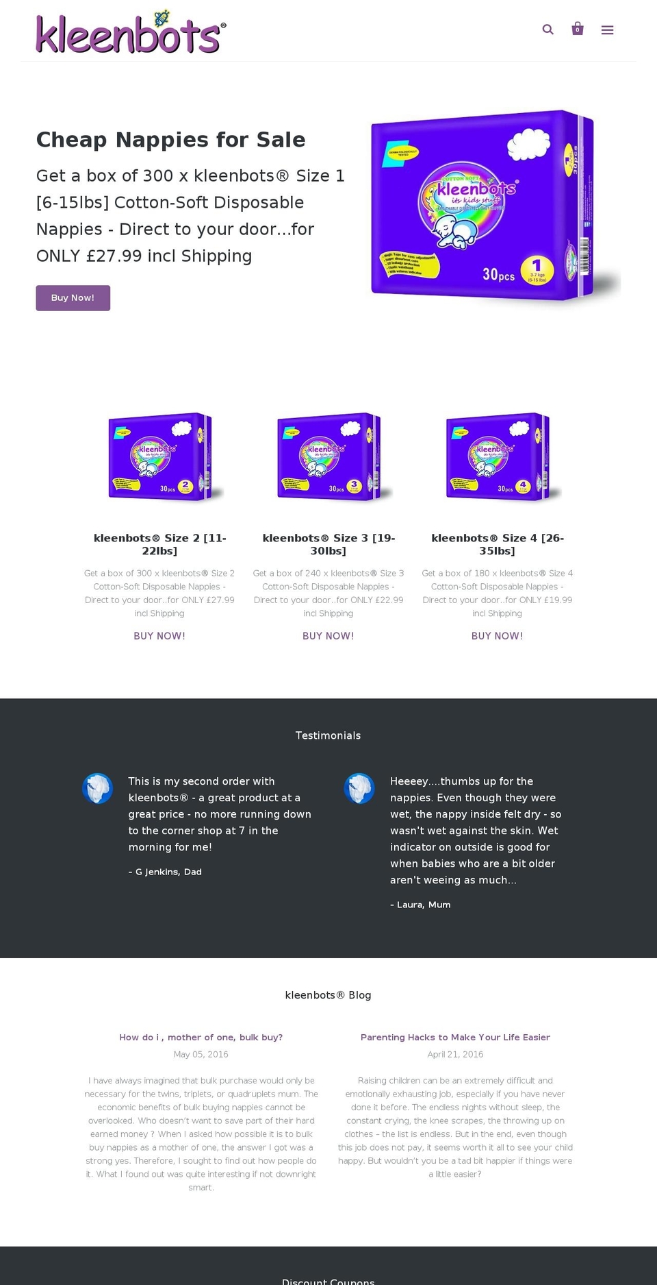 kleenbots.com shopify website screenshot