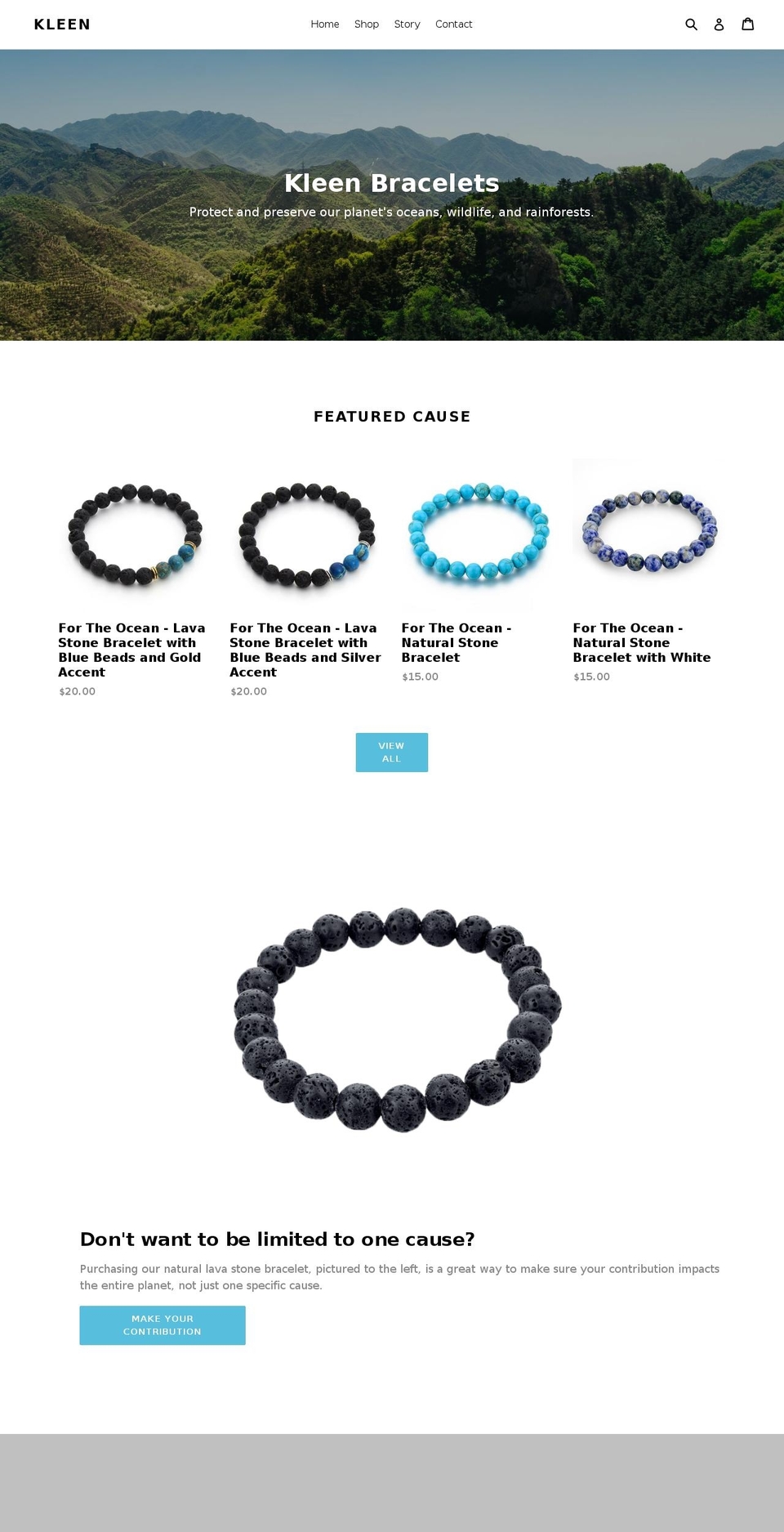 kleenbracelets.com — Shopify storefront screenshot
