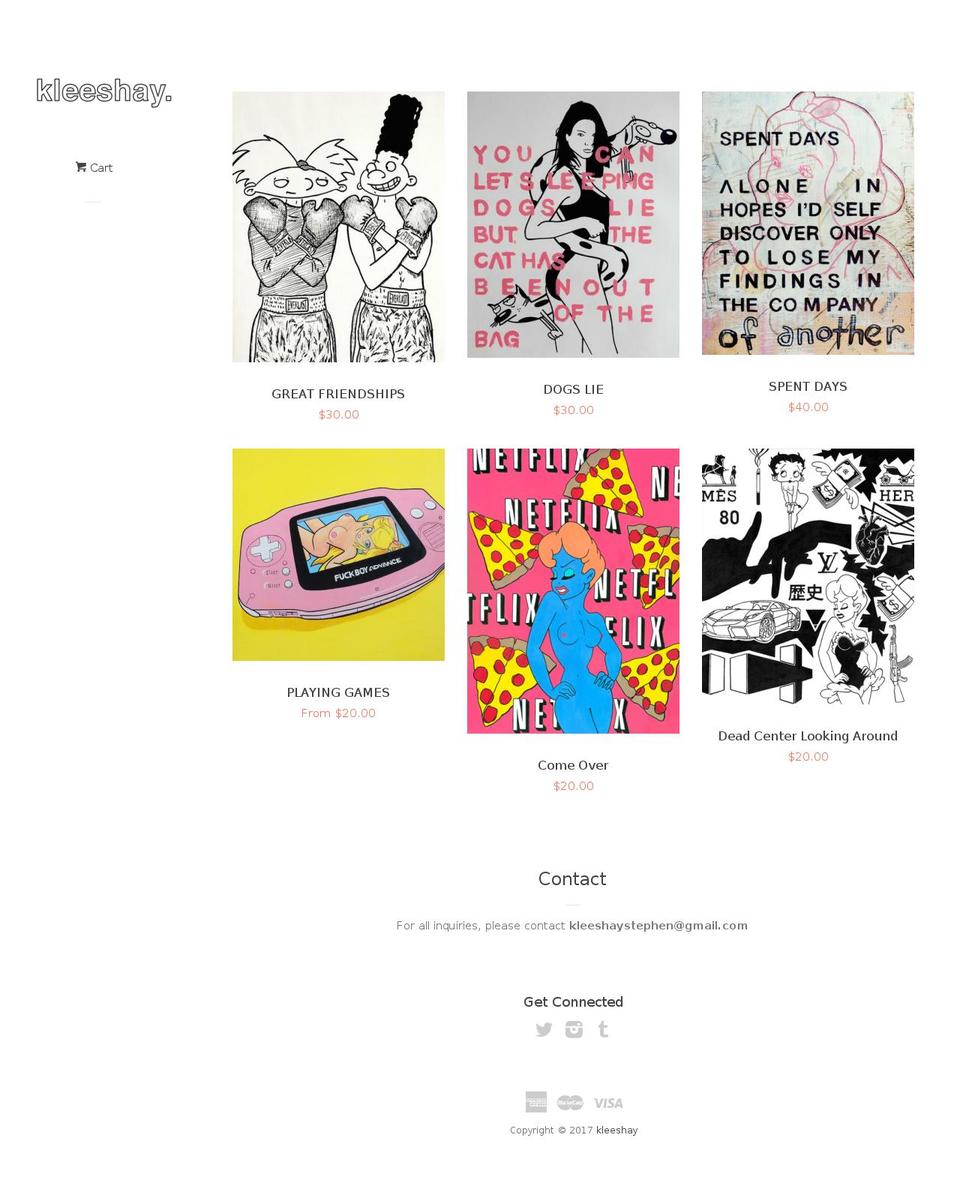 kleeshayart.com shopify website screenshot