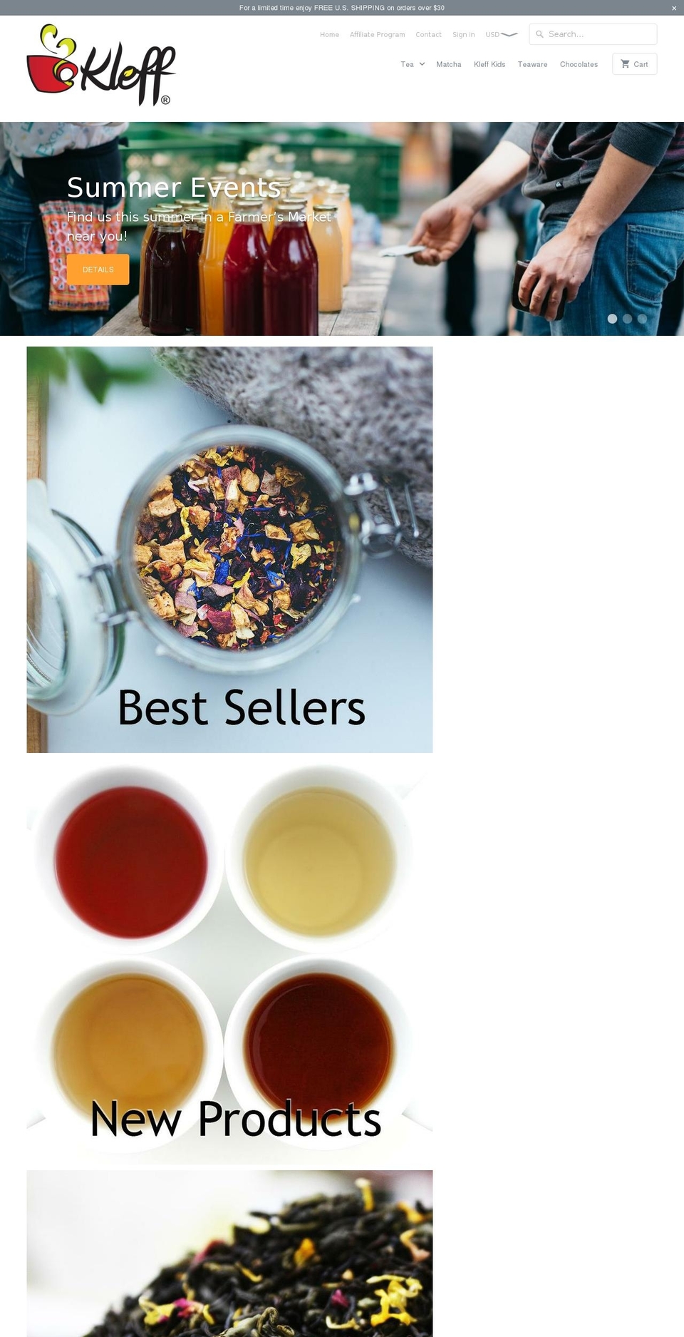 klefftea.com — Shopify storefront screenshot