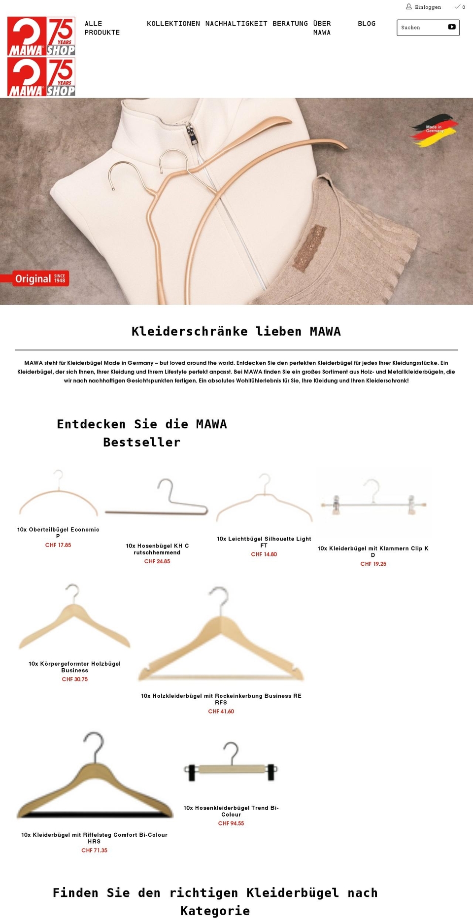 Design Update Juni Shopify theme site example kleiderbuegel-shop.ch