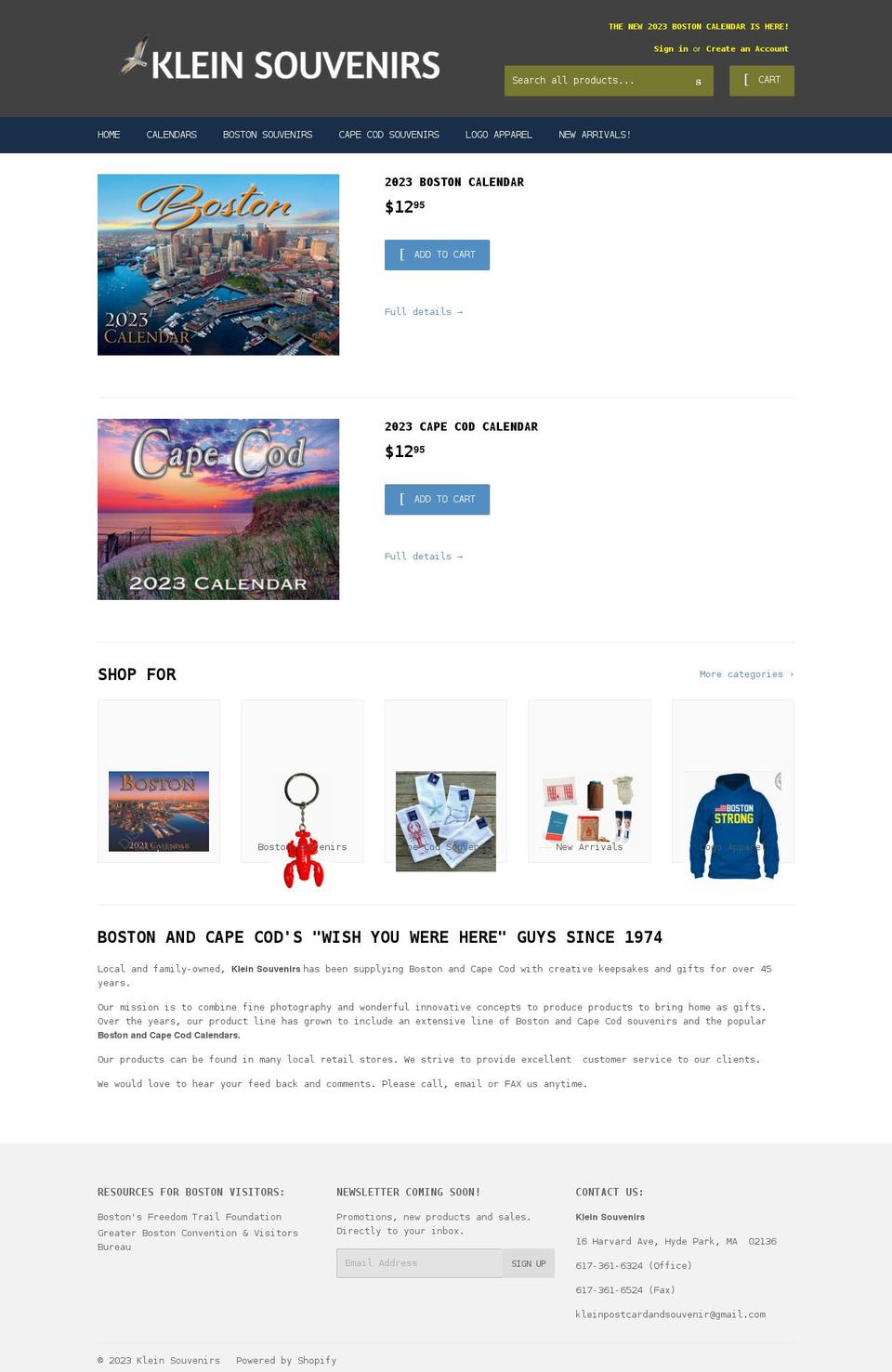 kleinpostcardservice.com shopify website screenshot