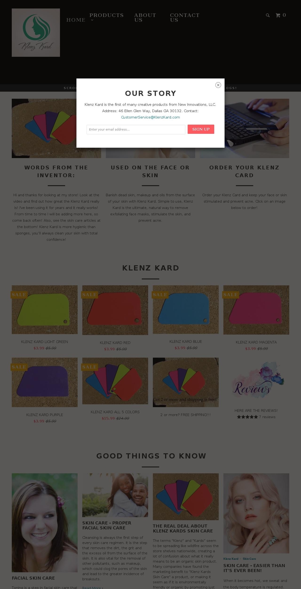 klenzkard.com shopify website screenshot