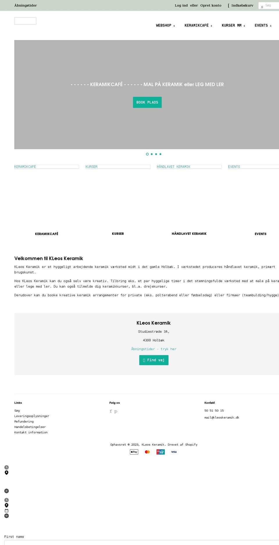 kleoskeramik.dk shopify website screenshot