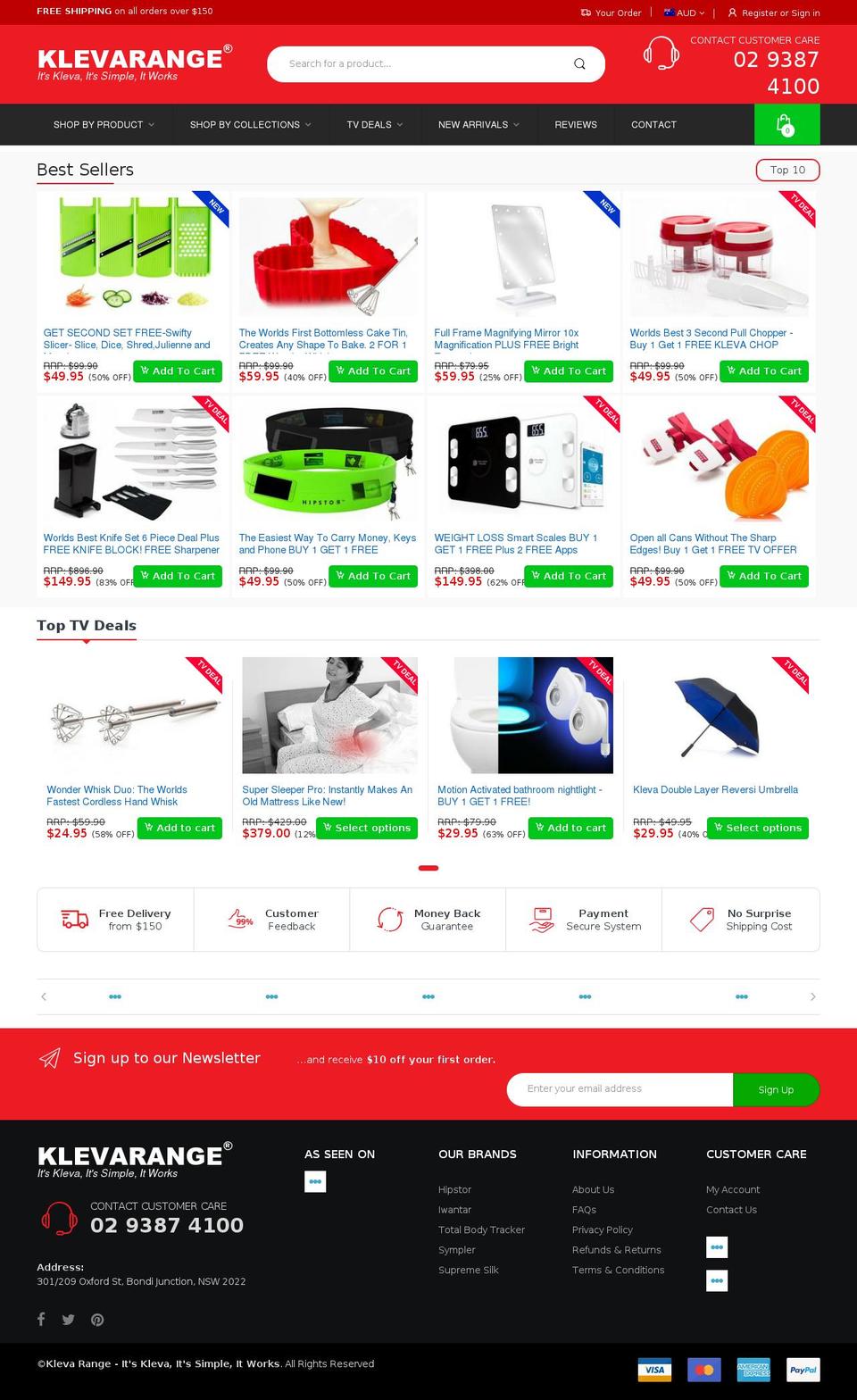 klevarange.com.au shopify website screenshot