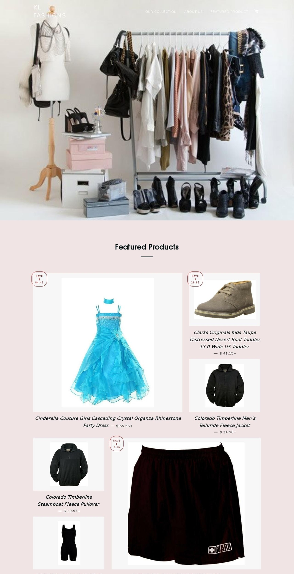 klfashions.com shopify website screenshot